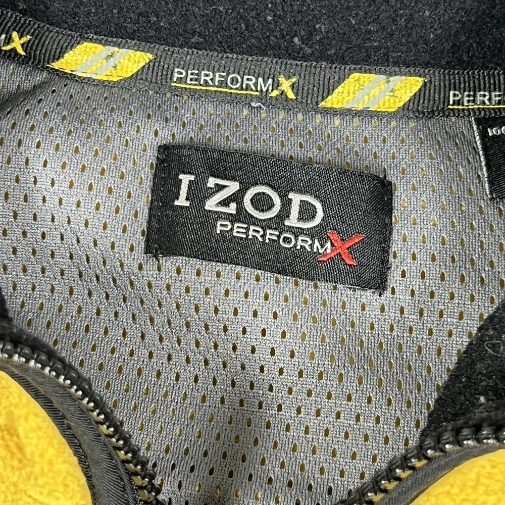 Y2K IZOD PerformX Fleece Vest Mens Large Yellow Full Zip‎ Lined Outdoor Casual
